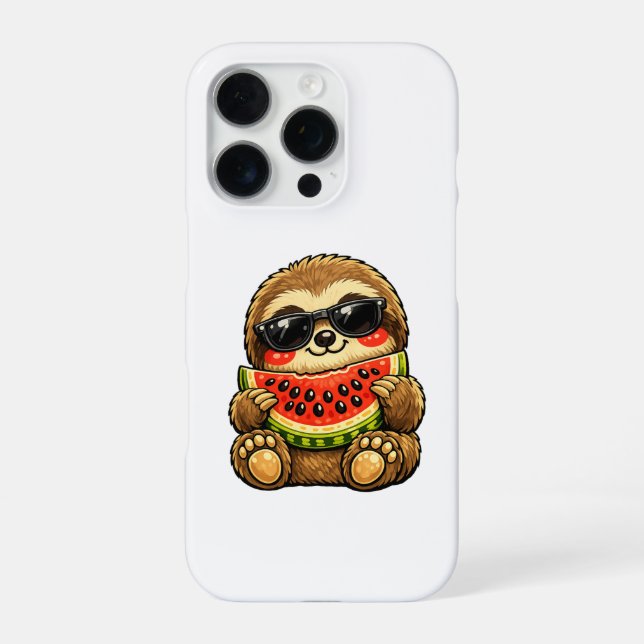 Cute Sloth with Watermelon iPhone Case (Back)