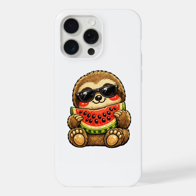 Cute Sloth with Watermelon iPhone Case (Back)