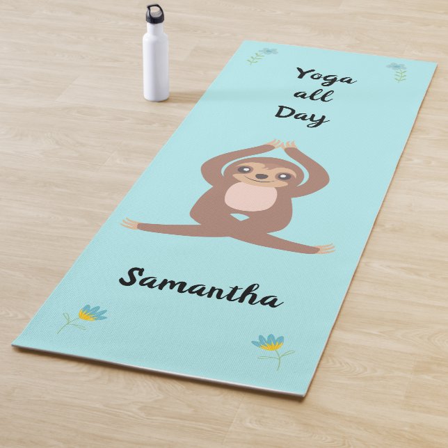 Cute Sloth Yoga All Day Personalised (single side) Mat (In Situ)