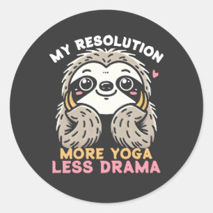 Cute Sloth Yoga Sticker - More Yoga Less Drama