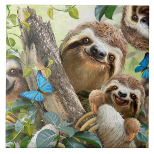 Cute Sloths Background Tile