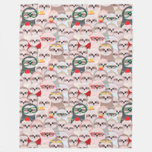 Cute Sloths Fleece Blanket