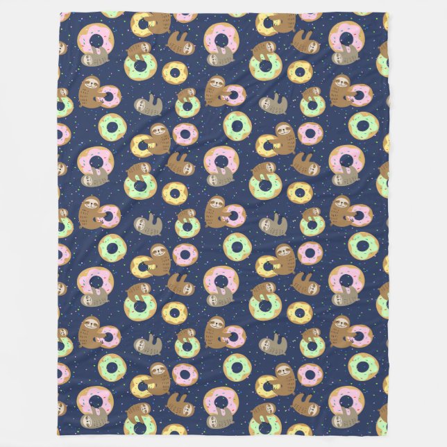 Cute Sloths Fleece Blanket (Front)