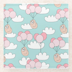 Cute Sloths Glass Coaster