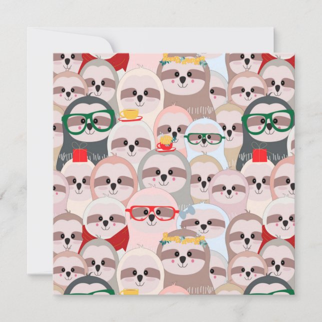 Cute Sloths Holiday Card (Front)