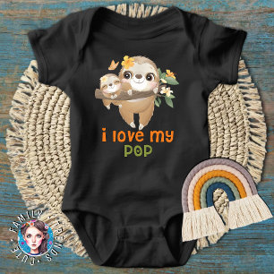 Cute Sloths I Love My Pop Baby Bodysuit