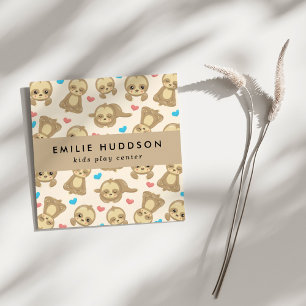 Cute Sloths, Kids Play Centre, Activity Centre Square Business Card