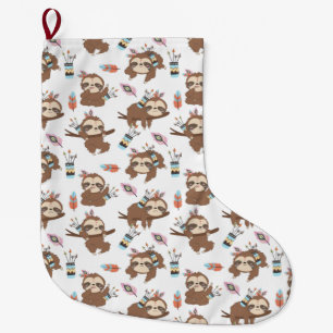 Cute Sloths Large Christmas Stocking