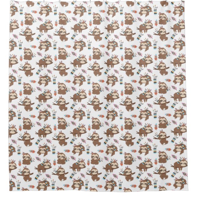 Cute Sloths Shower Curtain (Front)