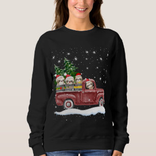 Cute Sloths With Red Truck Funny Christmas Gift Sweatshirt