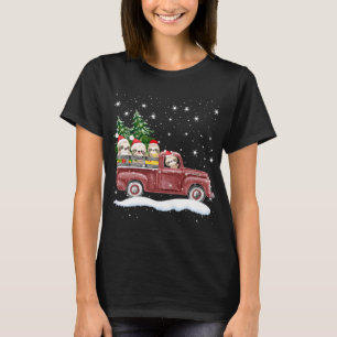 Cute Sloths With Red Truck Funny Christmas T-Shirt