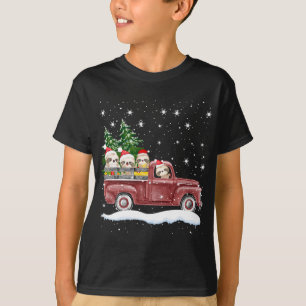 Cute Sloths With Red Truck Funny Christmas T-Shirt