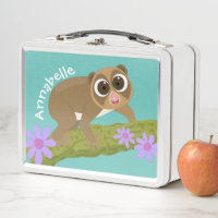 Cute slow loris flowers cartoon illustration