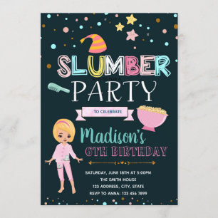 Cute slumber birthday party invitation
