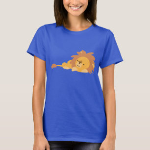 Cute Slumbering Cartoon Lion Women T-shirt