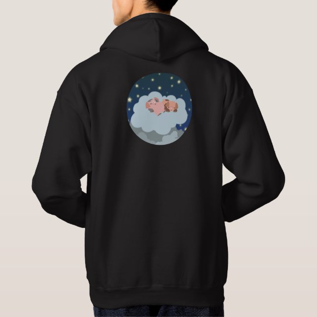 Cute Slumbering Cartoon Piglets Hoodie (Back)