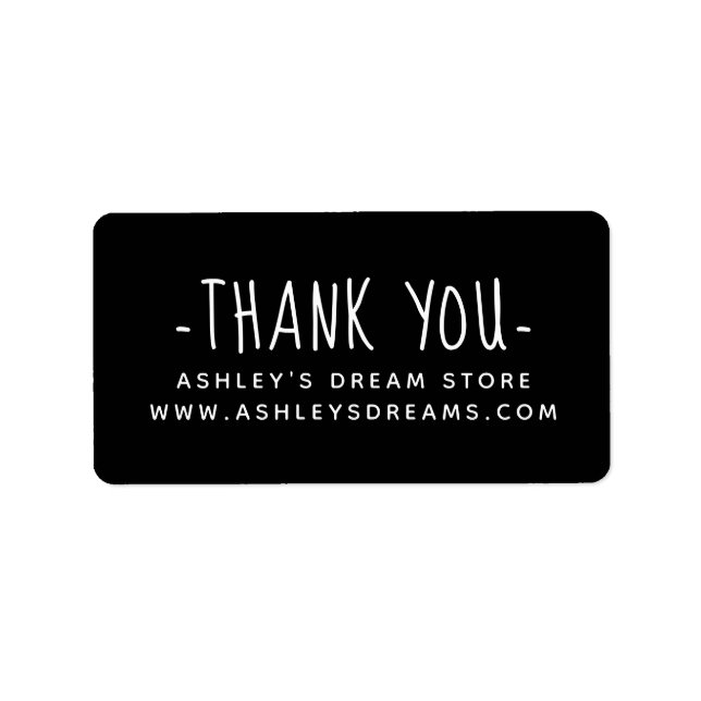 Cute Small Business Black White Thank You Labels (Front)