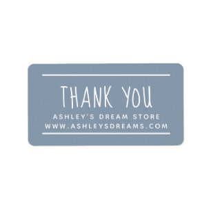 Cute Small Business Dusty Blue Thank You Label