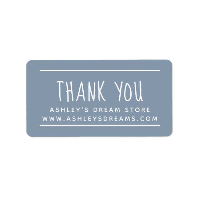 Cute Small Business Dusty Blue Thank You Label (Front)