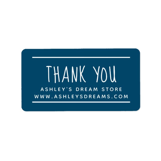 Cute Small Business Ocean Blue Thank You Label (Front)