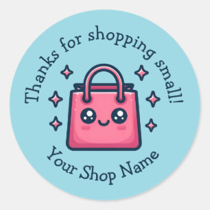 Cute Small Business Thanks for Shopping Small Classic Round Sticker