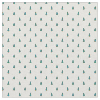 Cute small Christmas trees on white Fabric