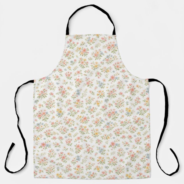 Cute Small Ditsy Floral Seamless Pattern Apron (Front)