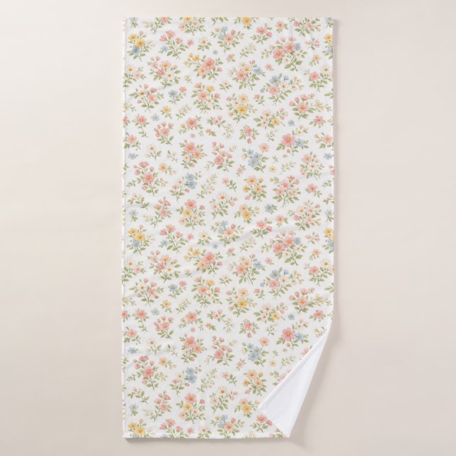 Cute Small Ditsy Floral Seamless Pattern Bath Towel (Bath Towel)