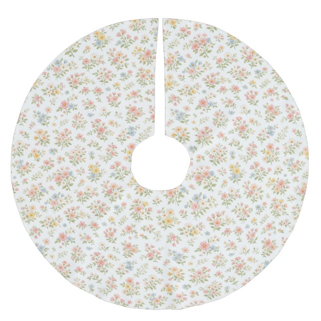 Cute Small Ditsy Floral Seamless Pattern Brushed Polyester Tree Skirt (Front)