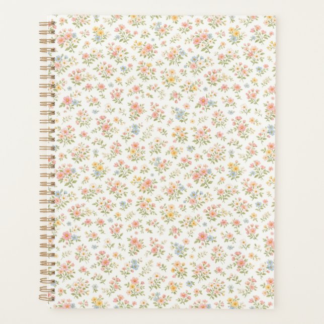 Cute Small Ditsy Floral Seamless Pattern Planner (Front)