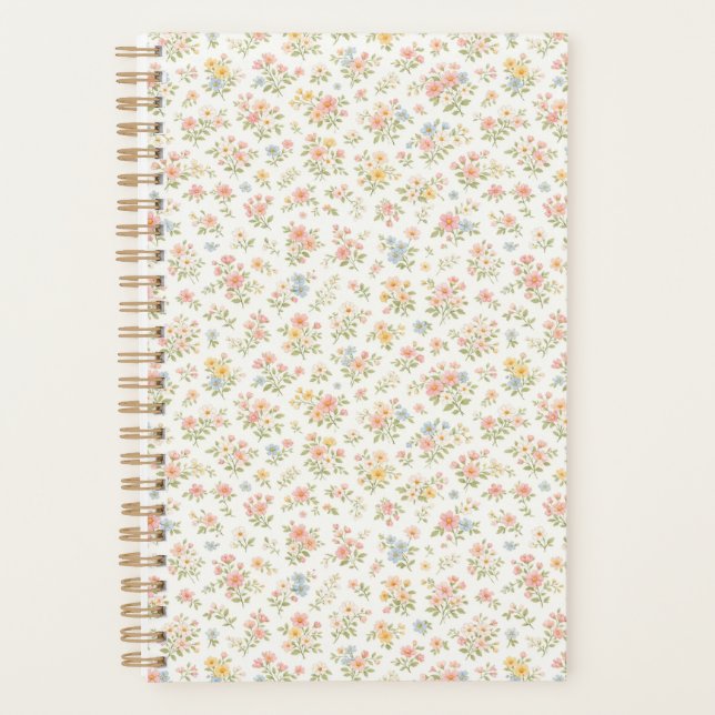 Cute Small Ditsy Floral Seamless Pattern Planner (Front)