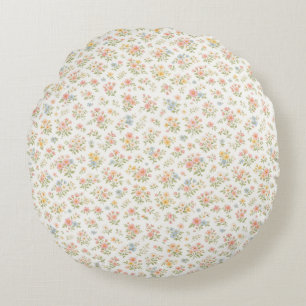 Cute Small Ditsy Floral Seamless Pattern Round Cushion