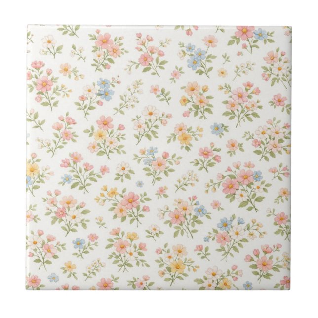 Cute Small Ditsy Floral Seamless Pattern Tile (Front)