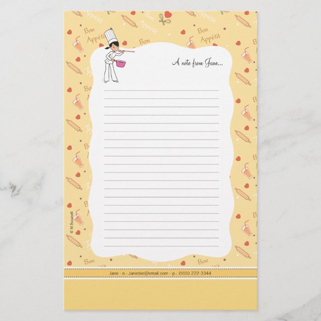 Cute Small kitchen Stationery Sheets (Front)