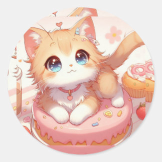 Cute Small Kitty Classic Round Sticker