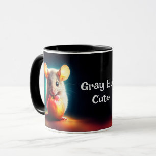 Cute small mouse with shiny apple kitchen art mug