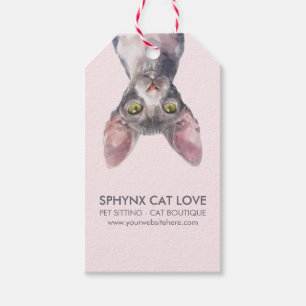 Cute Small Turn Pink Canadian Sphynx Cat Car Gift Tags