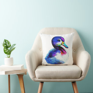 Cute small watercolor duckling cushion