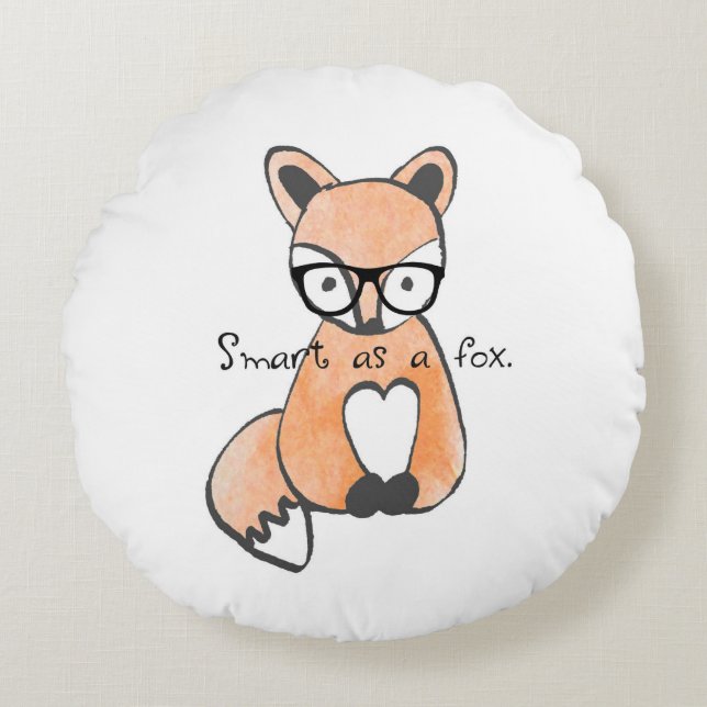 Cute Smart as A Fox Round Cushion (Front)