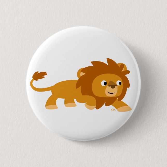 Cute Smart Cartoon Lion Button Badge (Front)