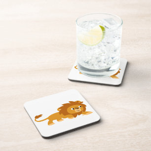 Cute Smart Cartoon Lion Coasters Set