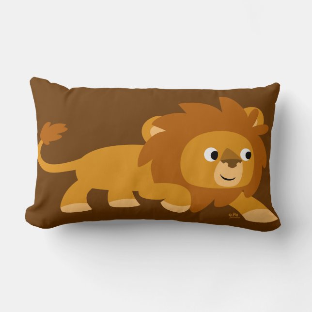 Cute Smart Cartoon Lion Throw Pillow (Front)