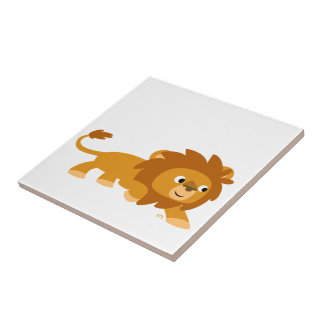 Cute Smart Cartoon Lion Tile