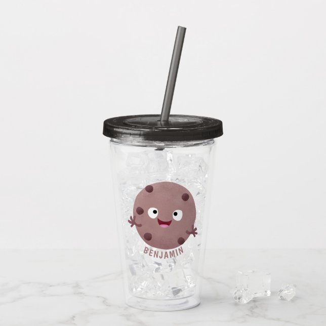 Cute smart chocolate chip cookie cartoon acrylic tumbler (Back Ice)