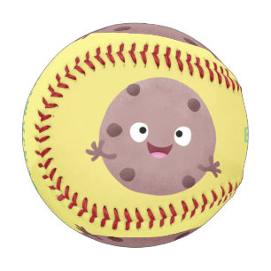 Cute smart chocolate chip cookie cartoon baseball
