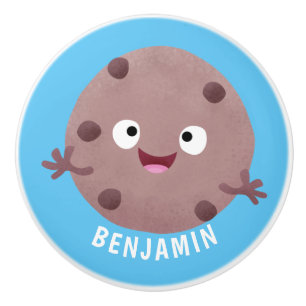 Cute smart chocolate chip cookie cartoon ceramic knob