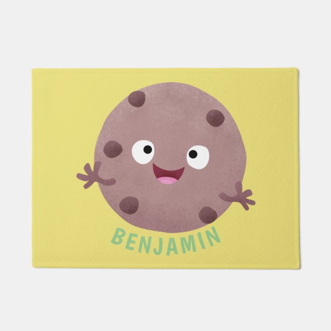 Cute smart chocolate chip cookie cartoon doormat (Front)