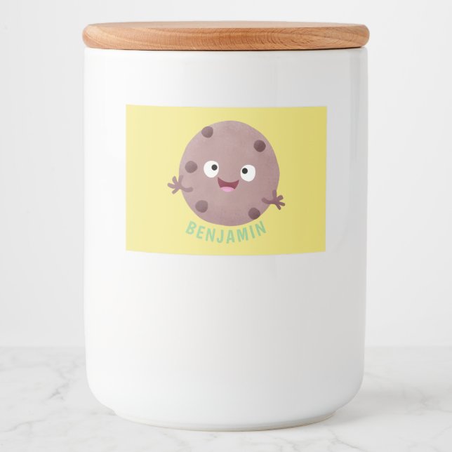Cute smart chocolate chip cookie cartoon food label (Front)