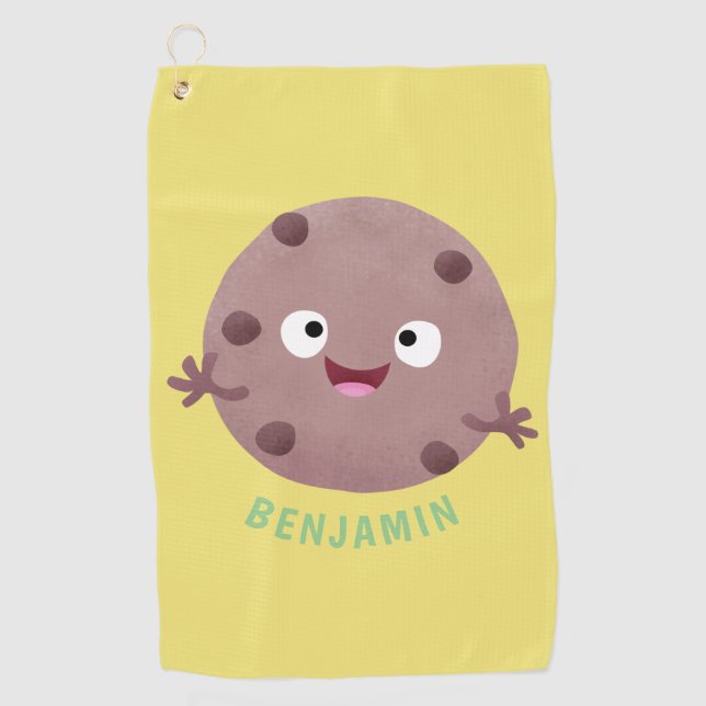 Cute smart chocolate chip cookie cartoon  golf towel (Front)