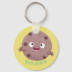 Cute smart chocolate chip cookie cartoon key ring